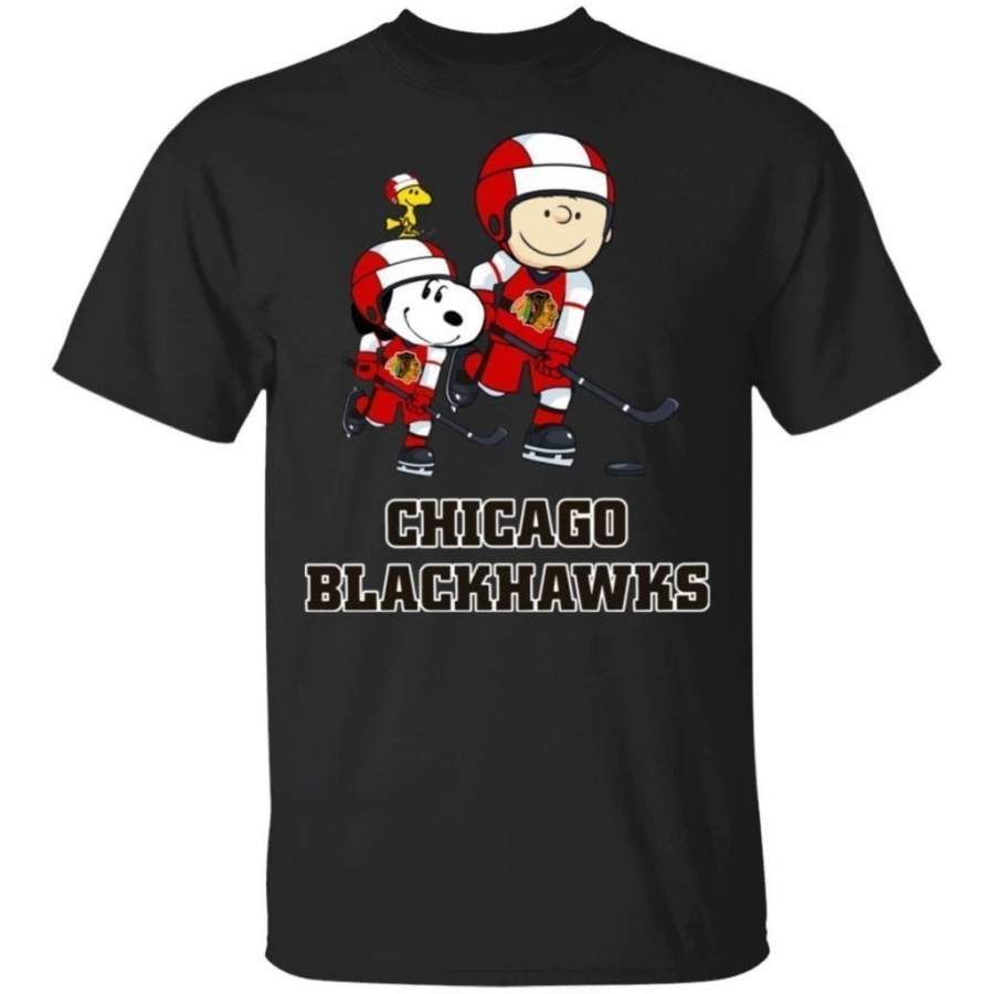 Snoopy & Peanut Chicago Blackhawks Hockey T-Shirt