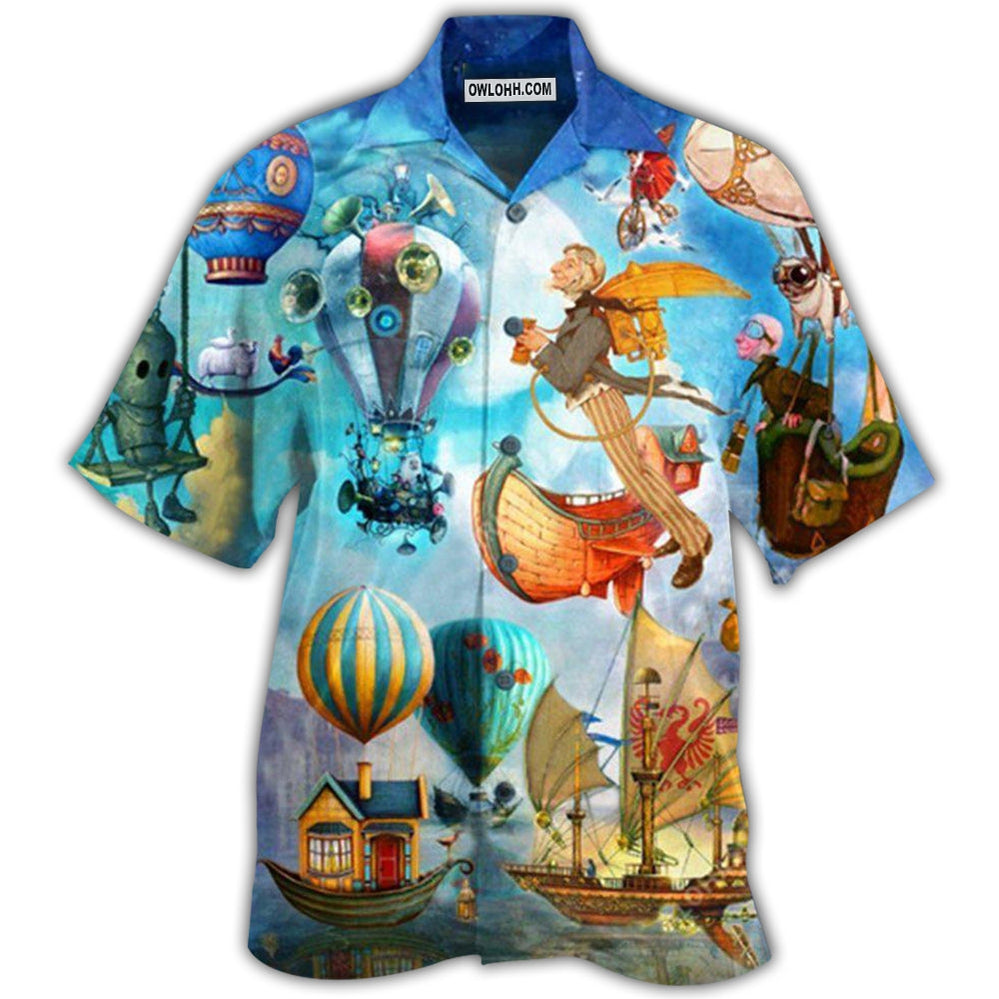 Air Balloon Flying Steampunk World – Hawaiian Shirt  – Owl Ohh