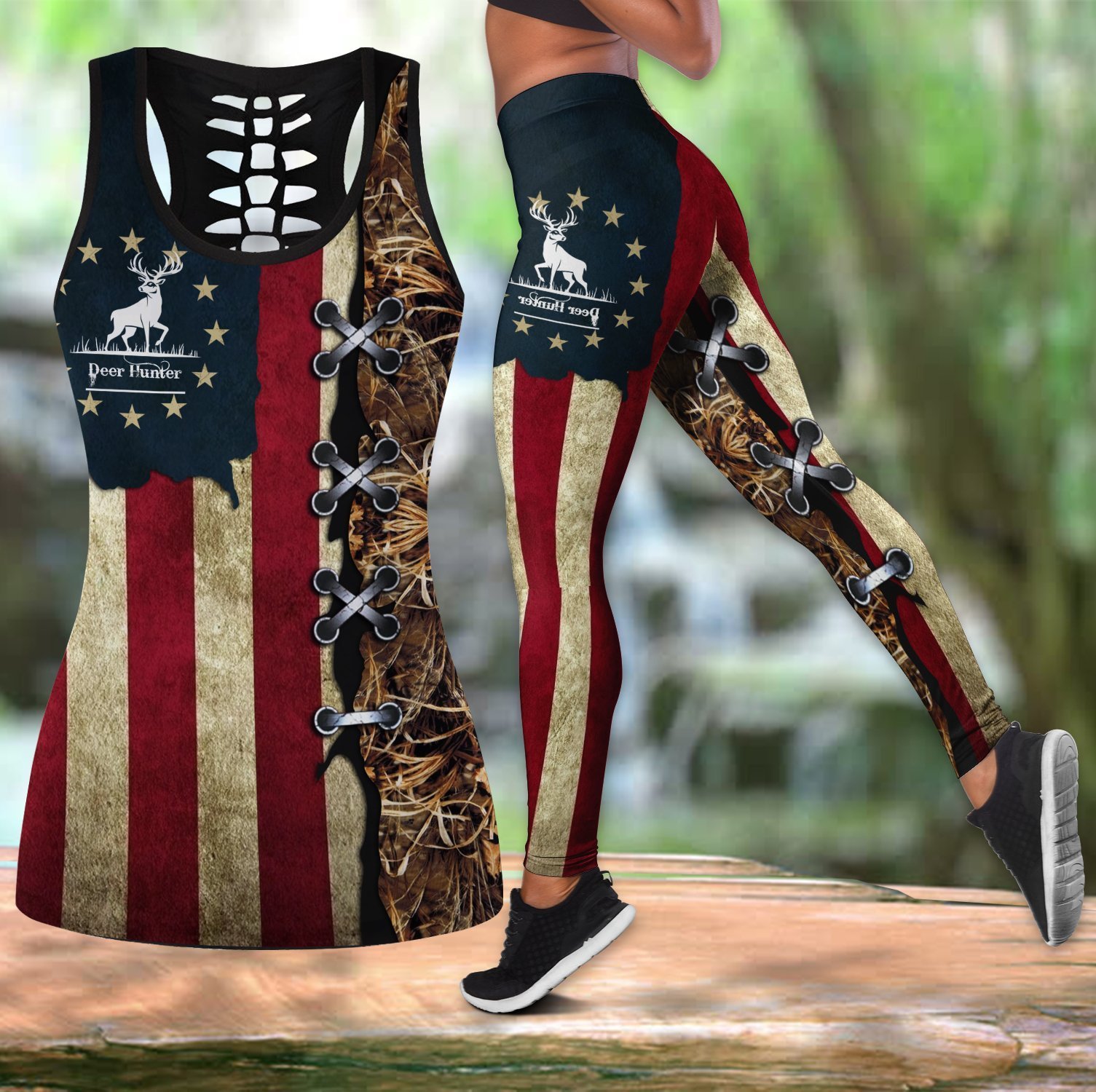 American Deer Hunting Legging And Tank Top All Over Print