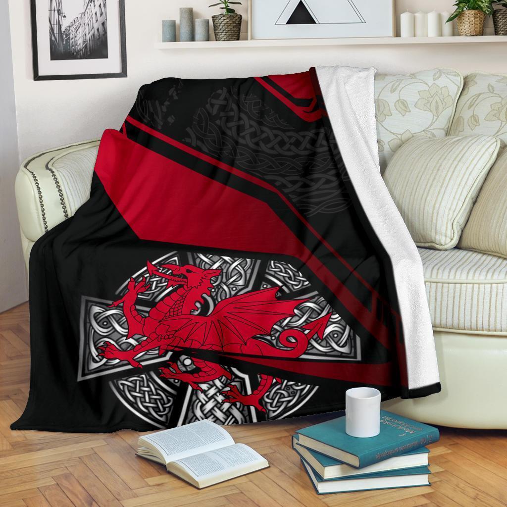 Wales Celtic Premium Blanket Celtic Cross And Welsh