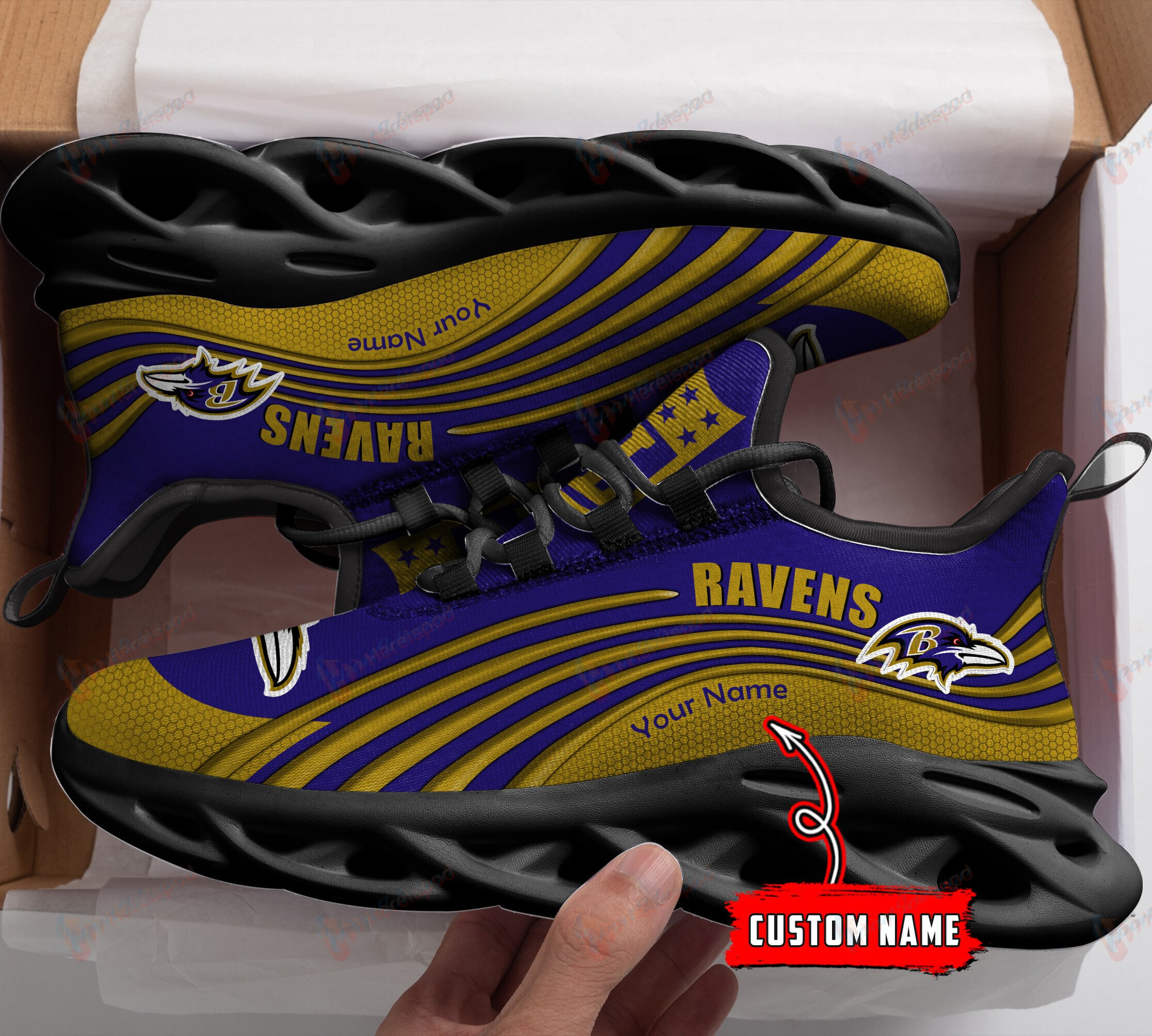 Baltimore Ravens Personalized Yezy Running Sneakers 180