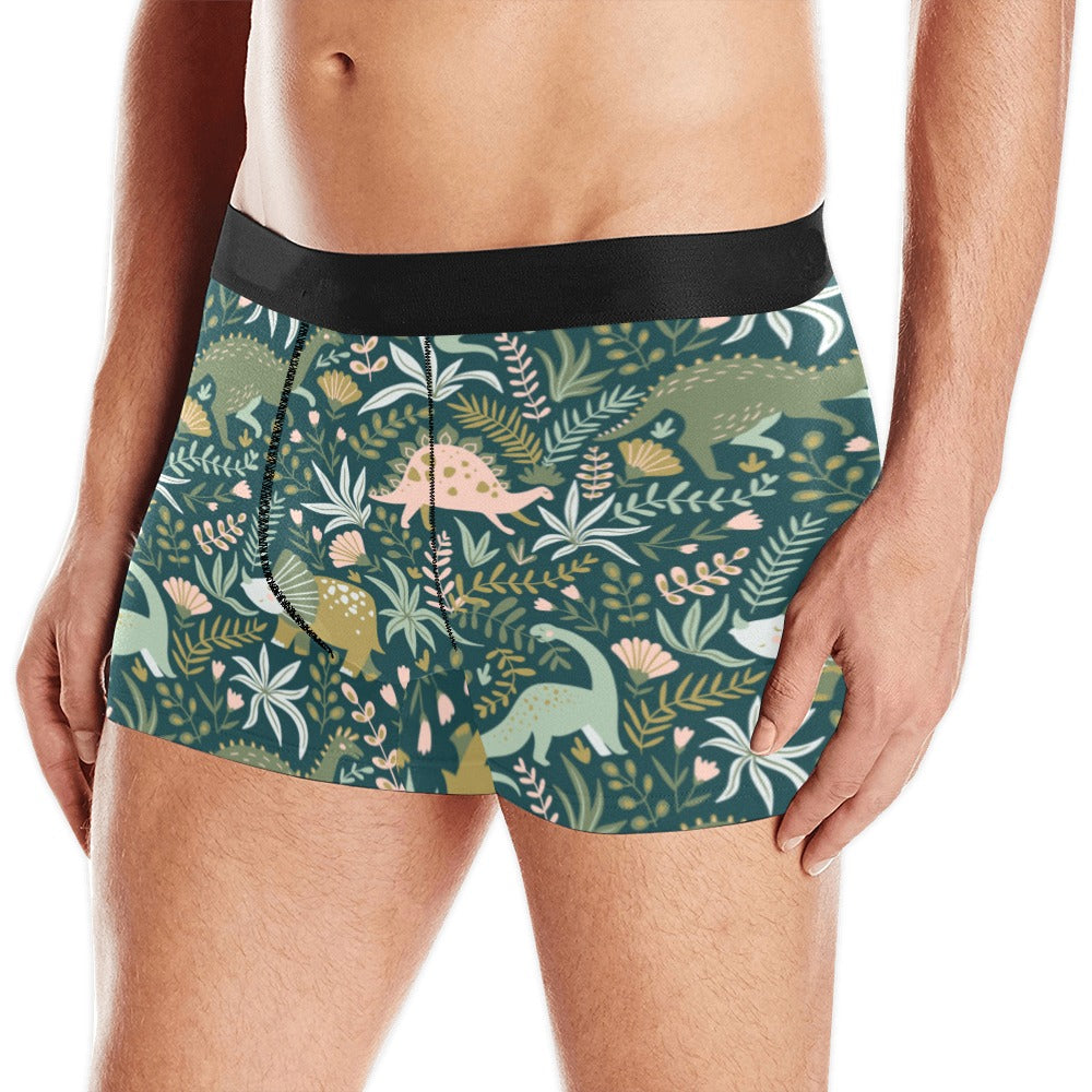 Dinosaurs Tropical Leaves Flower Pattern Men’S All Over Print Boxer Briefs Men’S Underwear