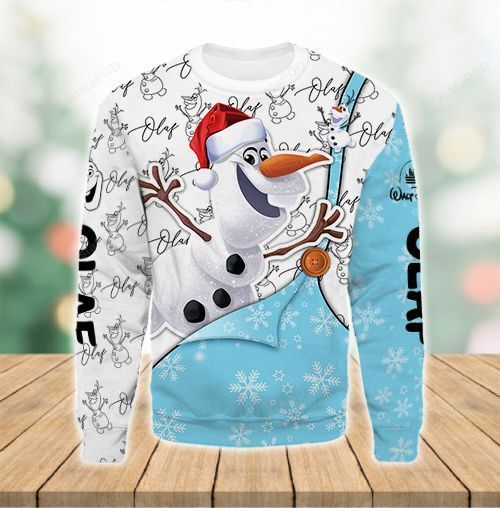 Unifinz Dn Chrsitmas Ugly Sweater Frozen Olaf Christmas White Blue Sweater 2022