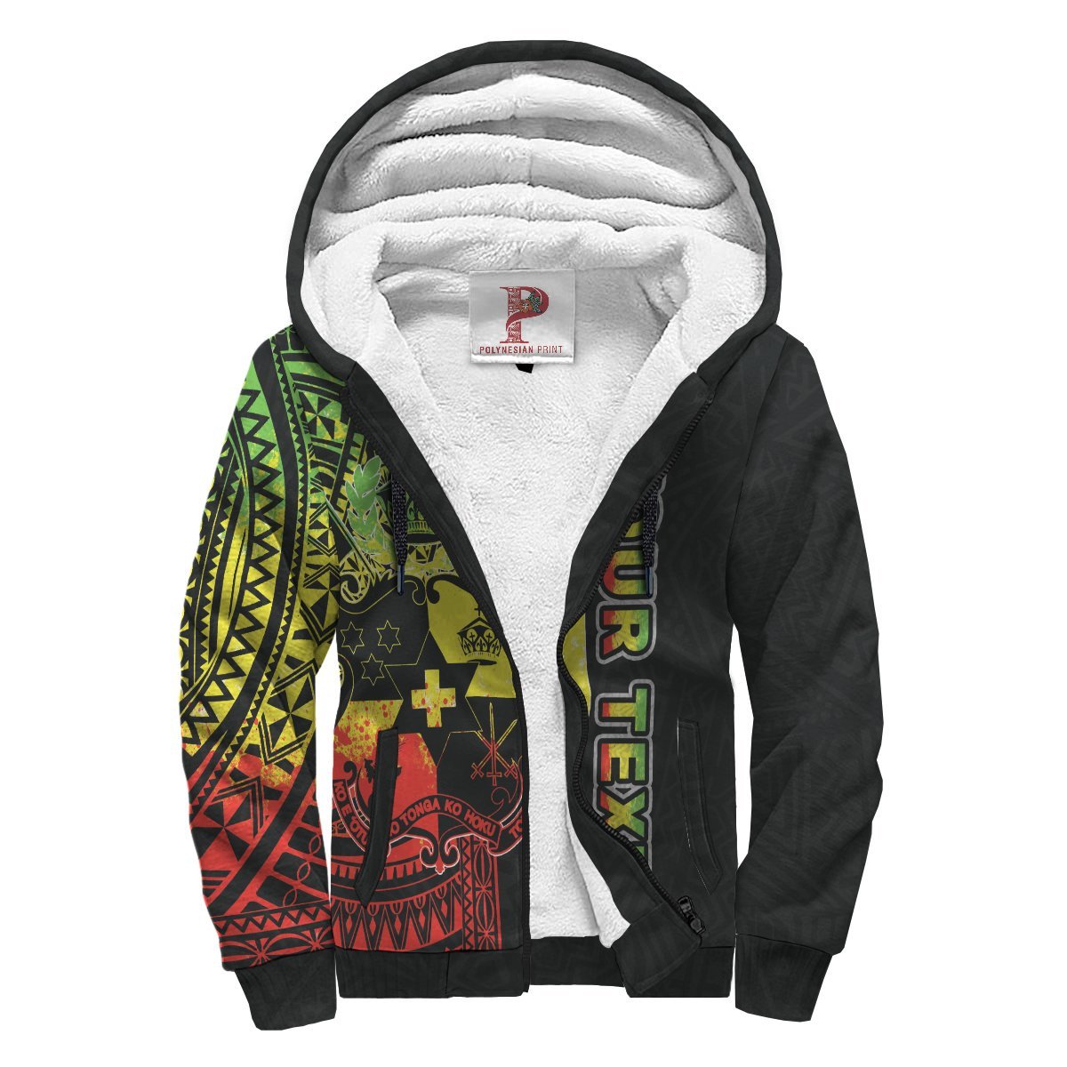 Tonga Polynesian Personalised Custom Sherpa Hoodie – Reggae Line – BN12