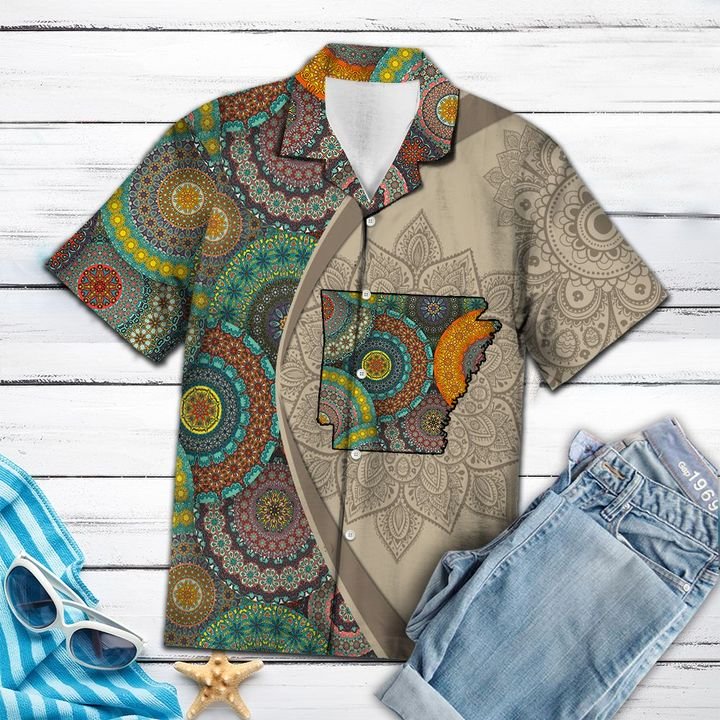 Arkansas Mandala Hawaiian Shirt Summer Button Up For Men, Women, Couple