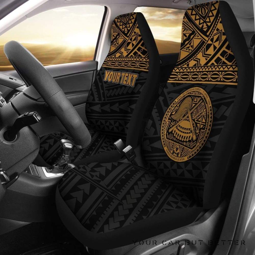 American Samoa Polynesian Custom Personalised Car Seat Covers Gold Horizontal Bn12