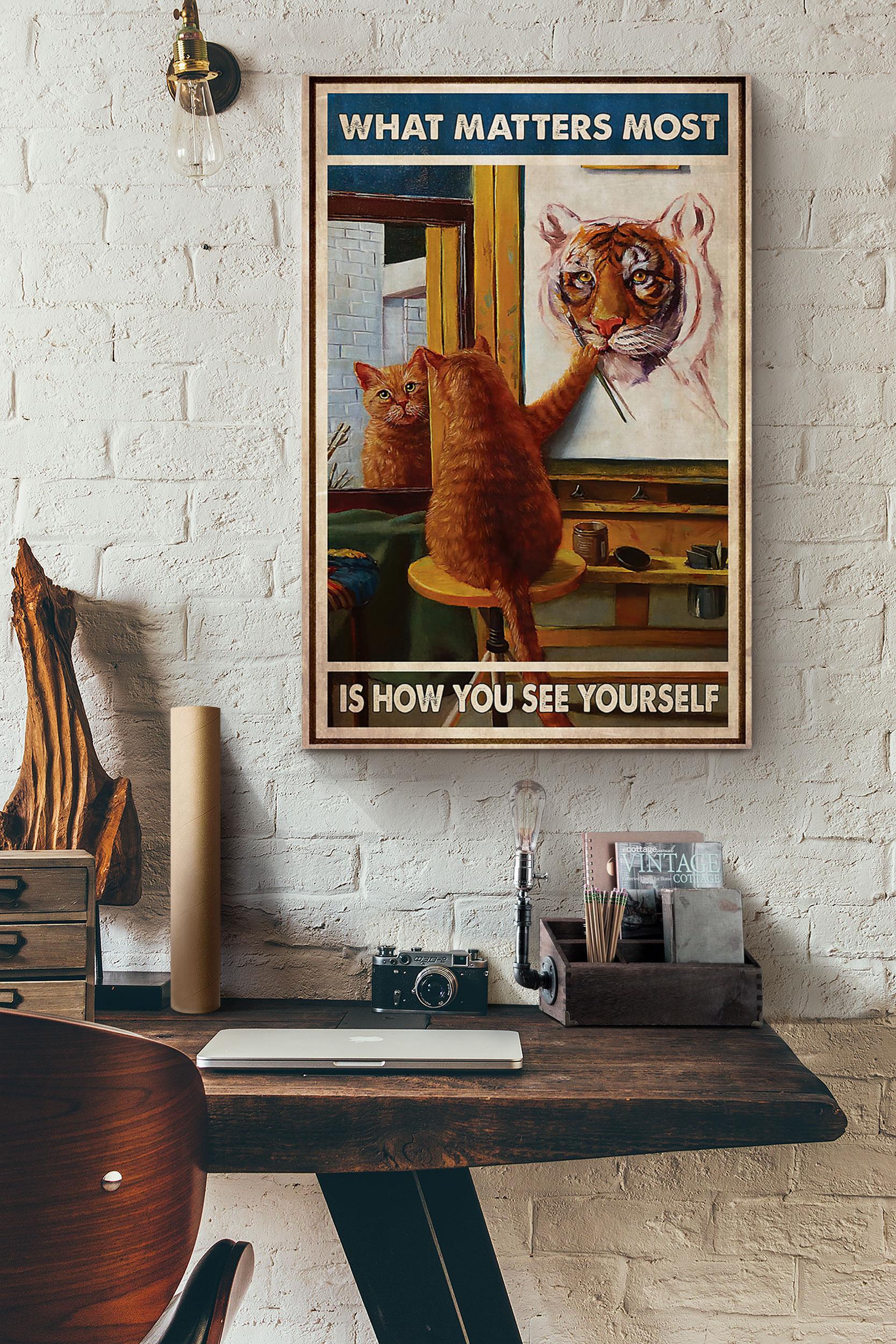 Cat Drawing Tiger What Matters Most Is How You See Yourself Poster