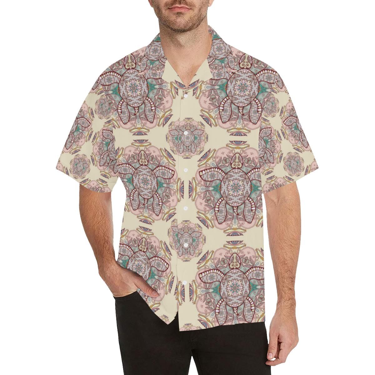 Sea Turtle Tribal Pattern Men’s All Over Print Hawaiian Shirt