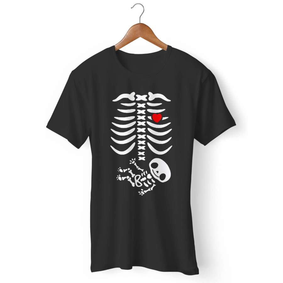 Halloween Pregnancy Announcement Pregnant Skeleton Man’s T-Shirt