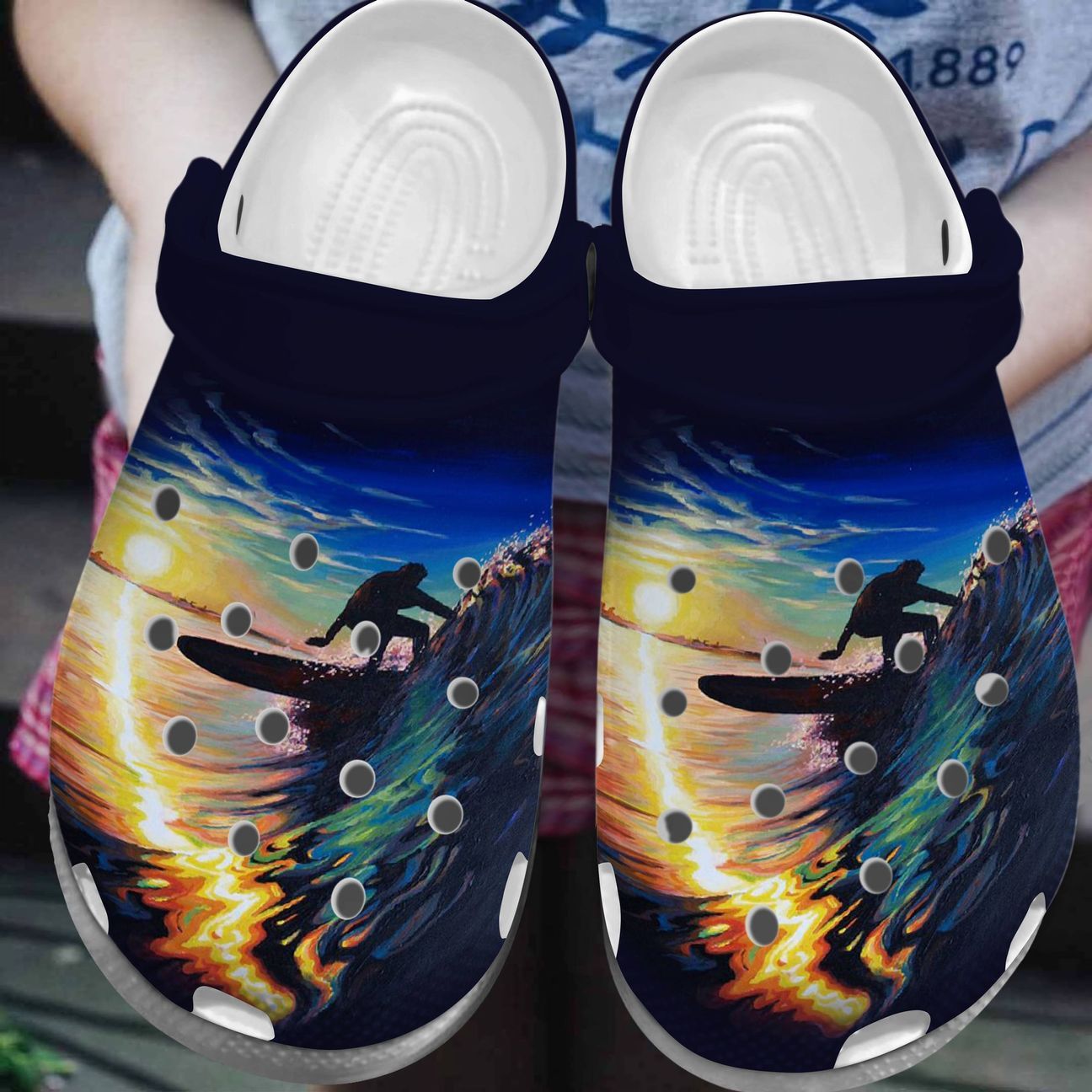 Surfing Personalized Clog, Custom Name, Text, Color, Number Fashion Style For Women, Men, Kid, Print 3D Surfing Time