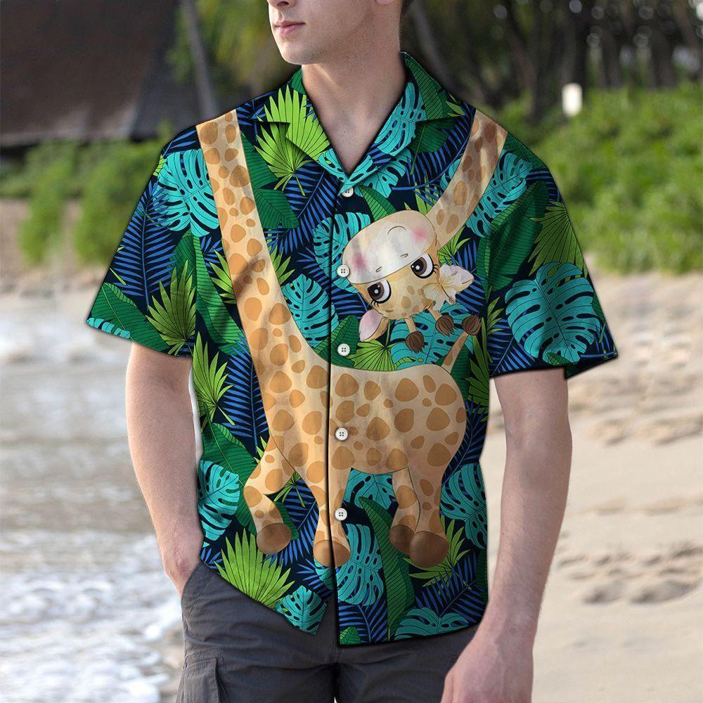 Giraffe Forest Green Aloha Hawaii Shirts For Men And Women Ha100098