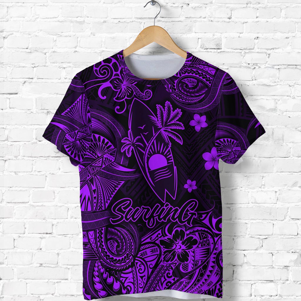 Hawaiian Surfing Polynesian T Shirt Unique Style Purple Ha33411