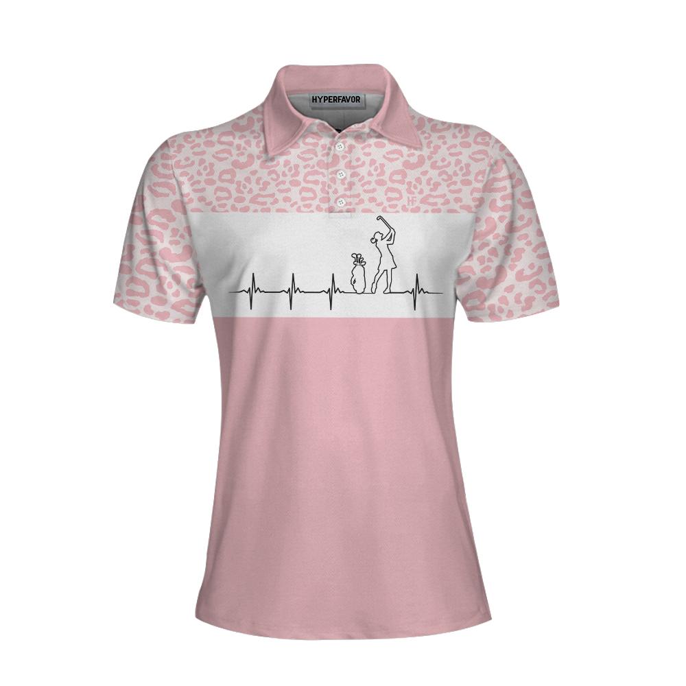 Pink Golfbeat Leopard Golf Short Sleeve Women Polo Shirt