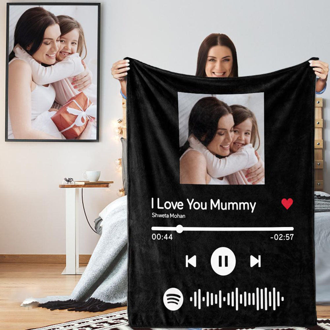 Personalized To My Mom Blanket From Son Daughter Music Blanket Custom Photo & Name I Love You Mummy Mothers Day Blanket
