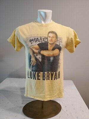 Vintage Luke Bryan Tour Shirt Double Sided  Yellow Country Music 7047