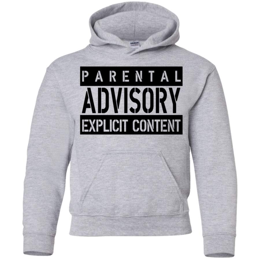 AGR parental advisory explicit W Youth Pullover Hoodie