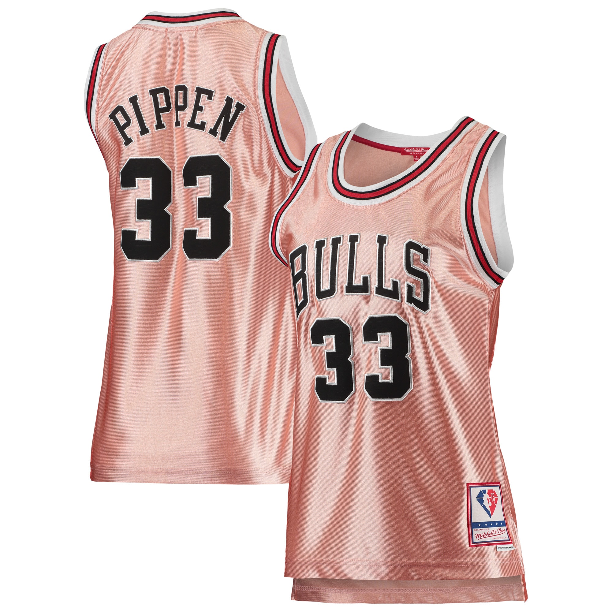 Scottie Pippen Chicago Bulls Mitchell & Ness Women's 75th Anniversary Rose Gold 1997 Swingman Jersey – Pink