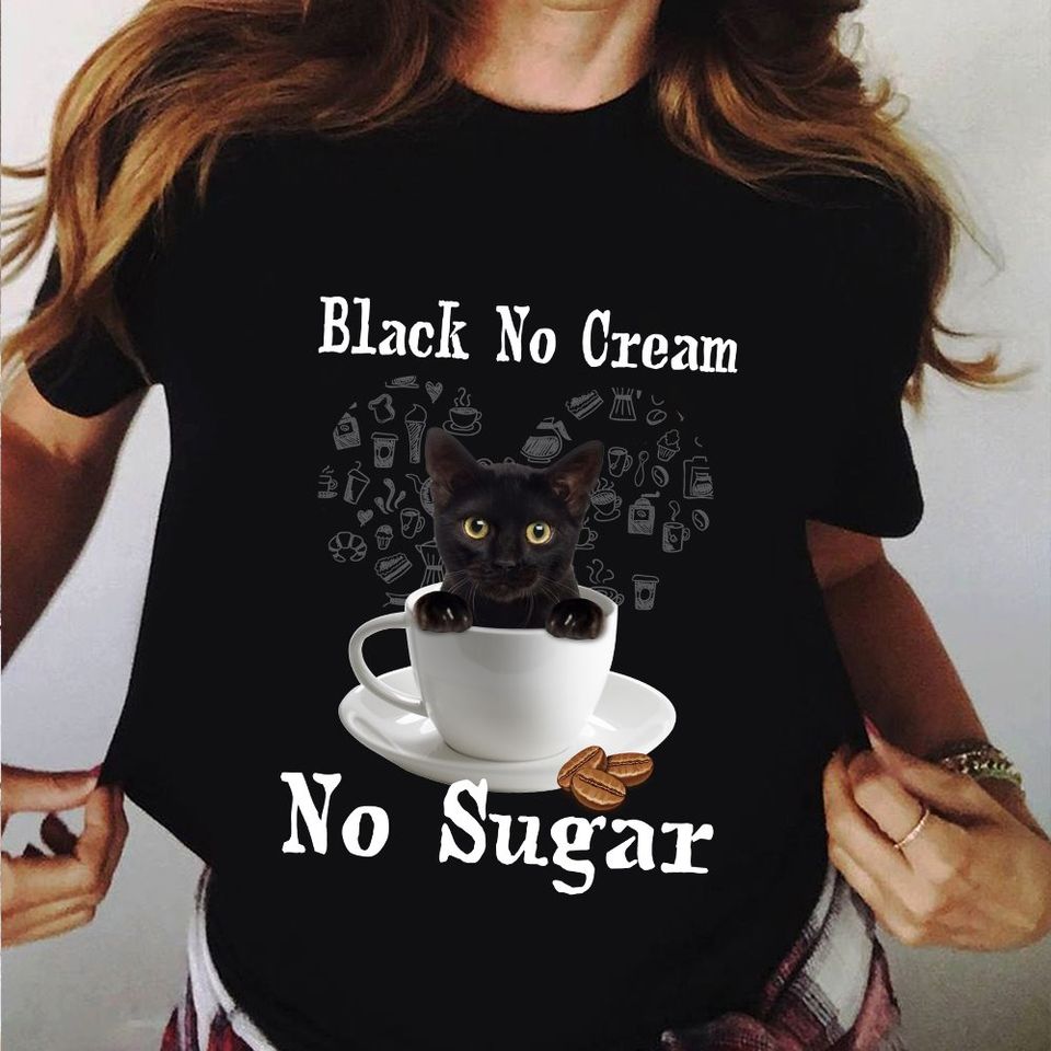 Black No Cream No Sugar Funny Black Cat Gift Standard/Premium T-Shirt