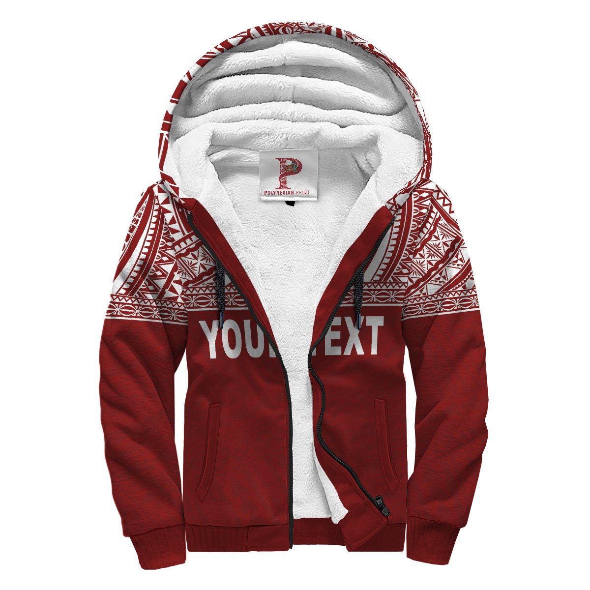 American Samoa Personalised Custom Polynesian Sherpa Hoodie – Horizontal Red – BN39