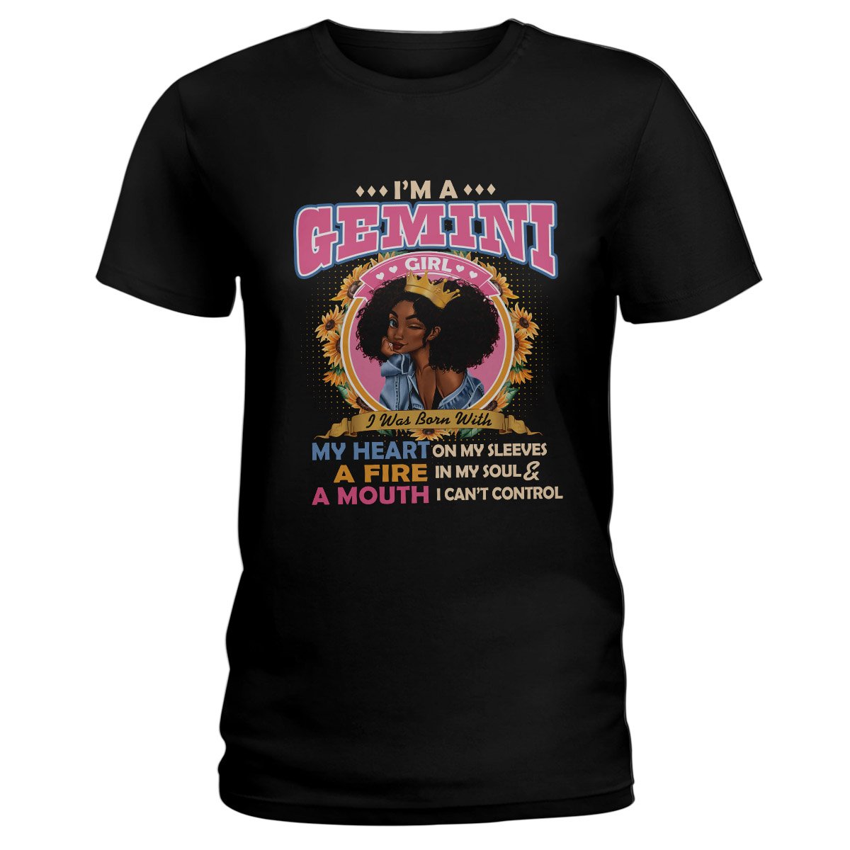 Black Queen Im A Gemini Girl Ez13 1609 Ladies T-Shirt