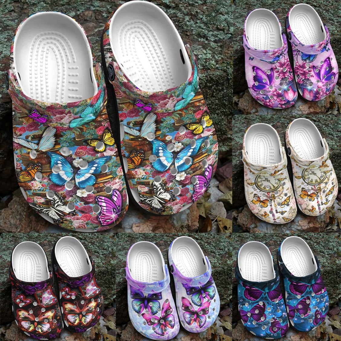 Butterfly Personalize Clog, Custom Name, Text, Fashion Style For Women, Men, Kid, Print 3D Butterfly Lovers Collection V2