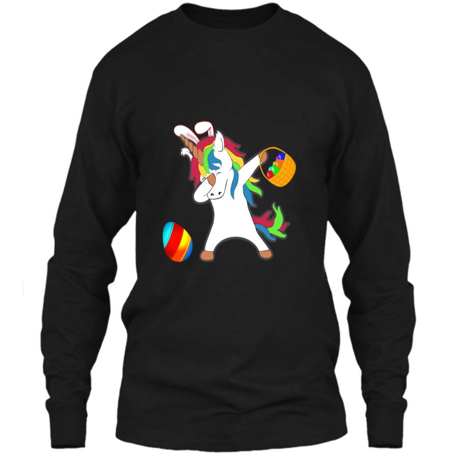 Easter Bunny Dabbing Unicorn Tshirt Easter Egg Basket Tee LS Ultra Cotton Tshirt