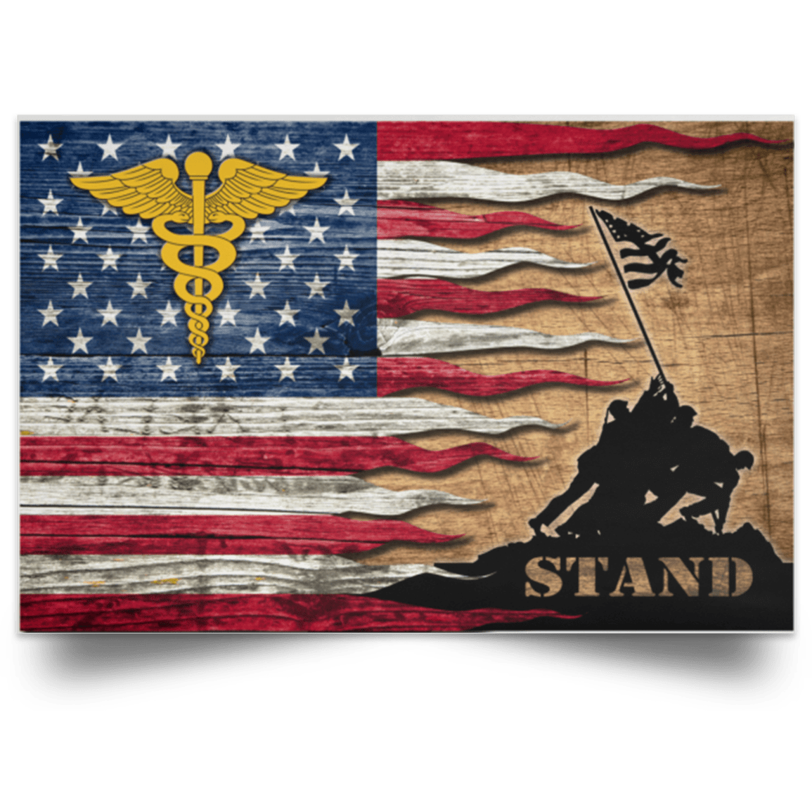 US Army Medical Corps Stand For The Flag Satin Landscape Poster