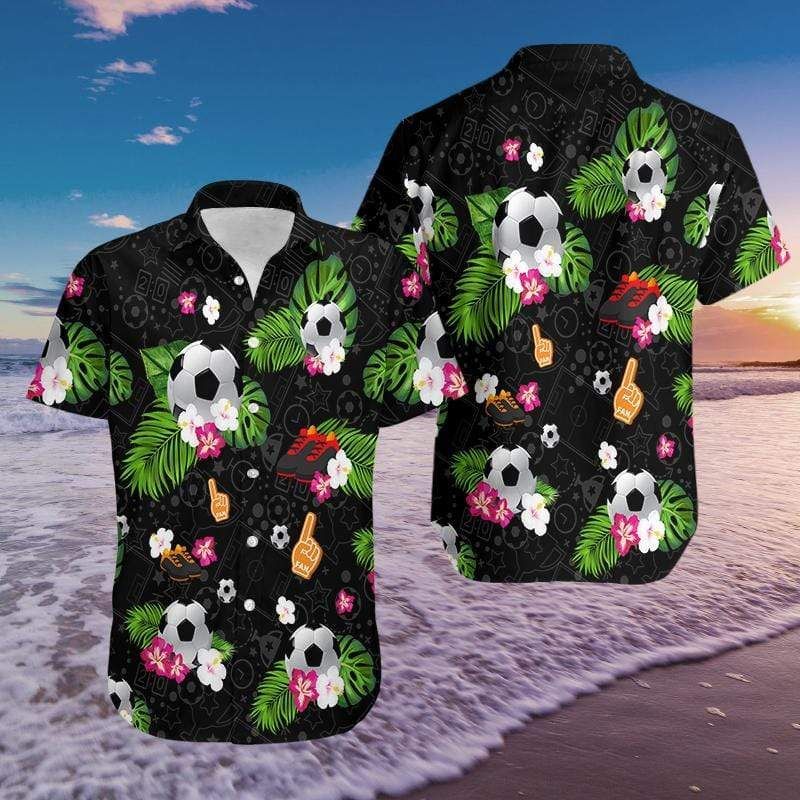 Find Soccer Black Hawaii Aloha Shirts Ha28708