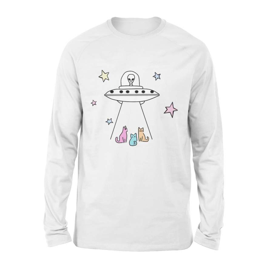 Alien’s UFO and Cat Long Sleeve The cute kittens are stolen funny