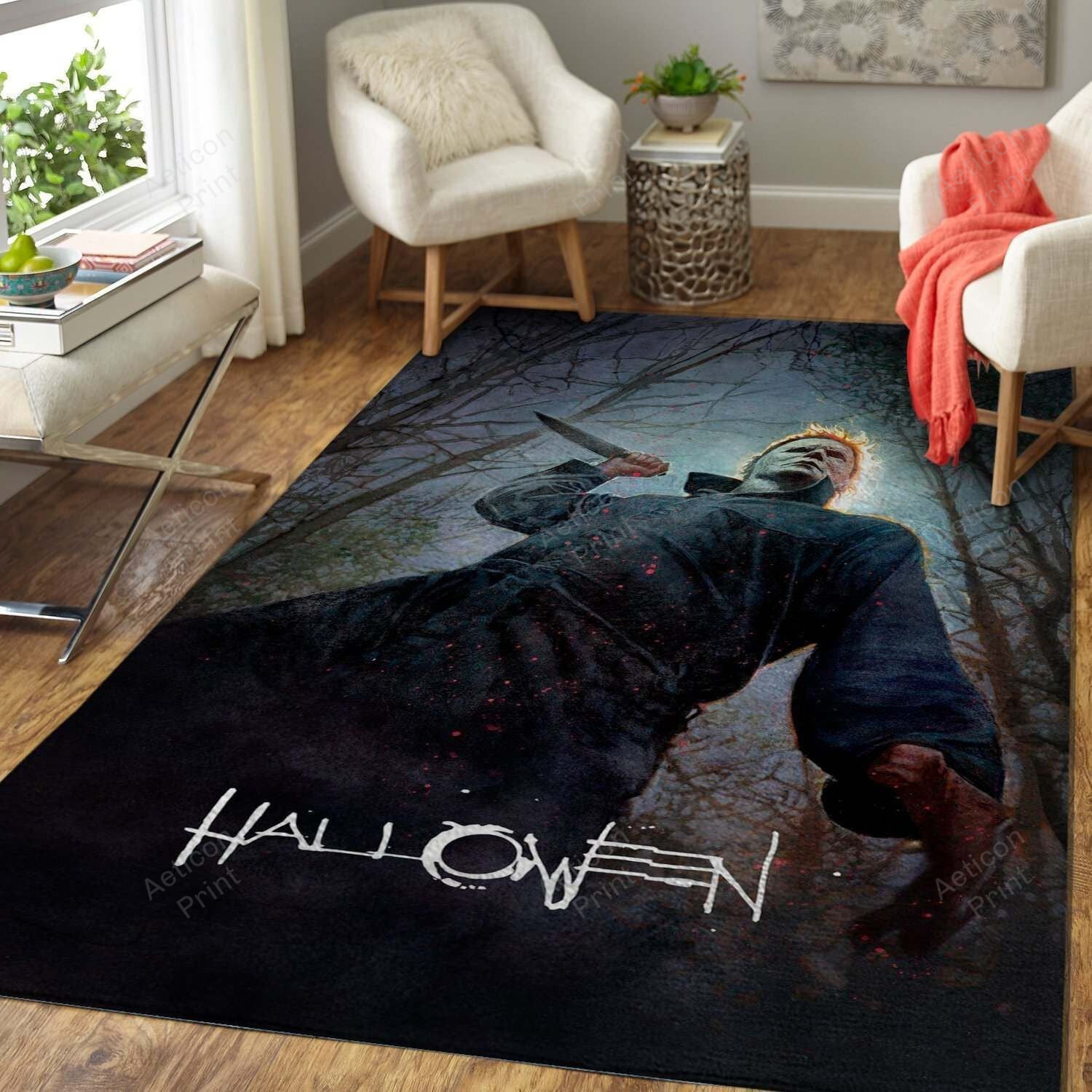 Halloween Gift Michael Myers Halloween Series Area Rug Carpet Vintage Home Decor Gift Idea Area Rug Carpet Vintage Home Decor Gift Idea Carpet