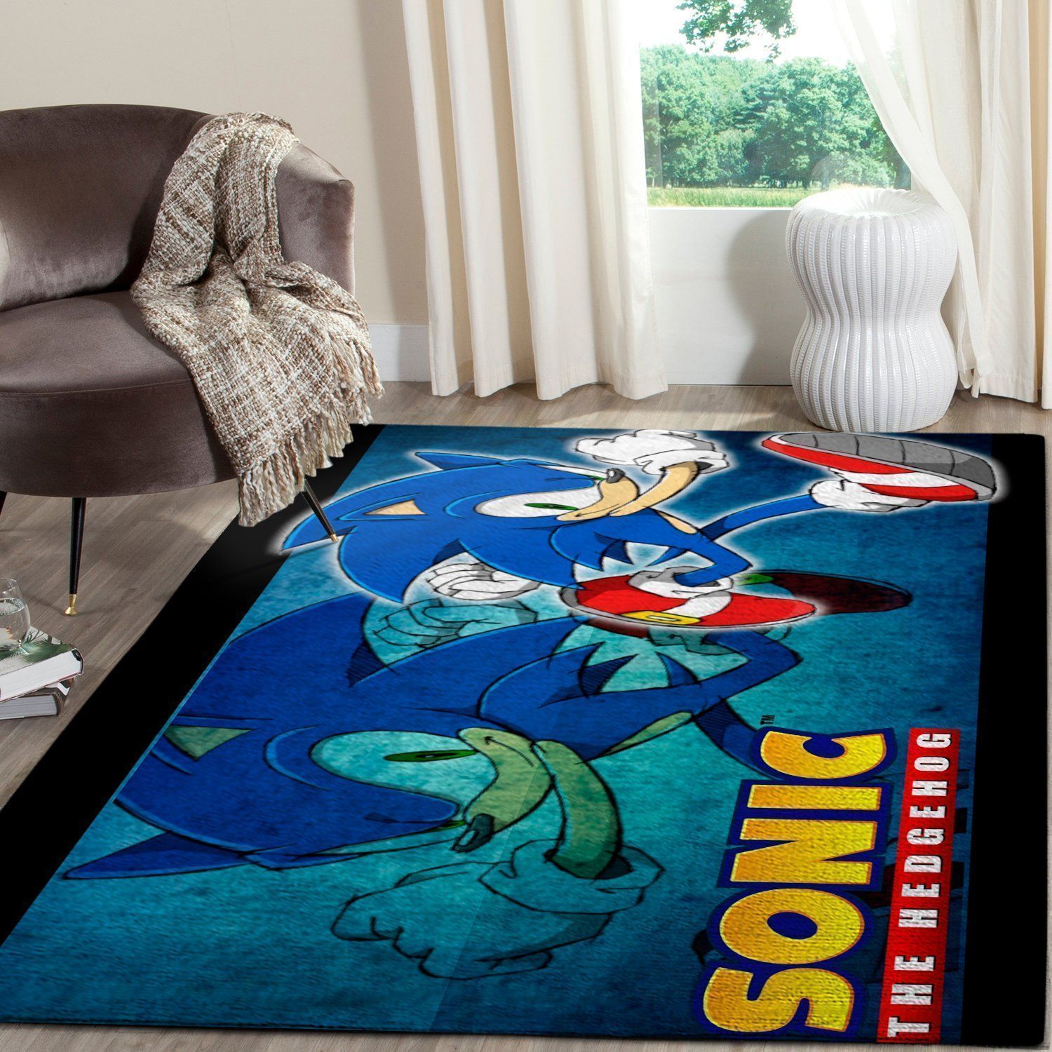 Sonic The Hedgehog Area Rug / Gaming Carpet, Gamer Living Room Rugs, Floor Decor 101113