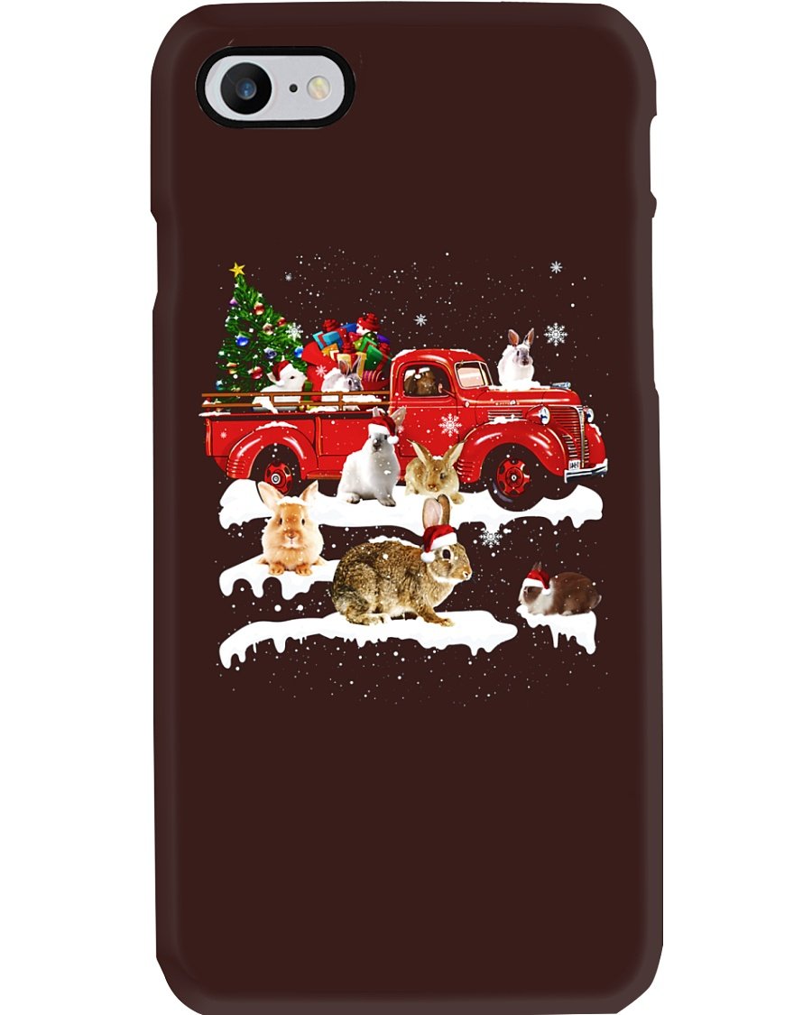 Rabbit Riding Red Truck Merry Christmas Phone Case