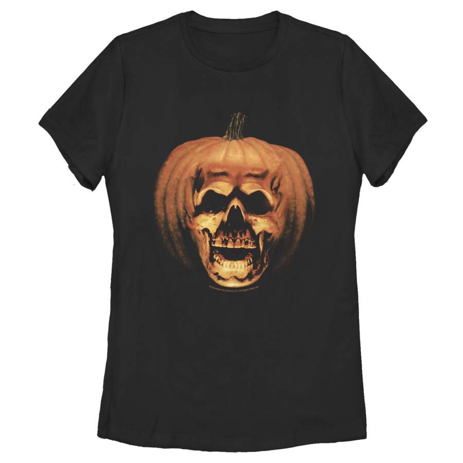 Halloween Women’s II Skeleton Carved Pumpkin  T Shirt