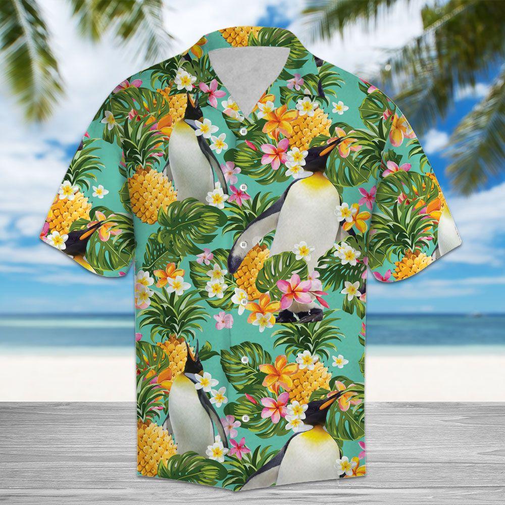 Aloha Shirt Mother’s day Father’s day unique gift ideas for mom & dad from daughter & son kids, meaningful birthday presents –  Tropical Pineapple Penguin H67027 – Hawaii Shirt