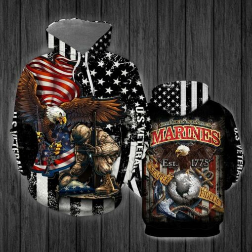 Us Marine Veteran 3D All Over Print Shirts For Men & Women, Happy Veteran Memorial 3D Shirts, Veteran Day