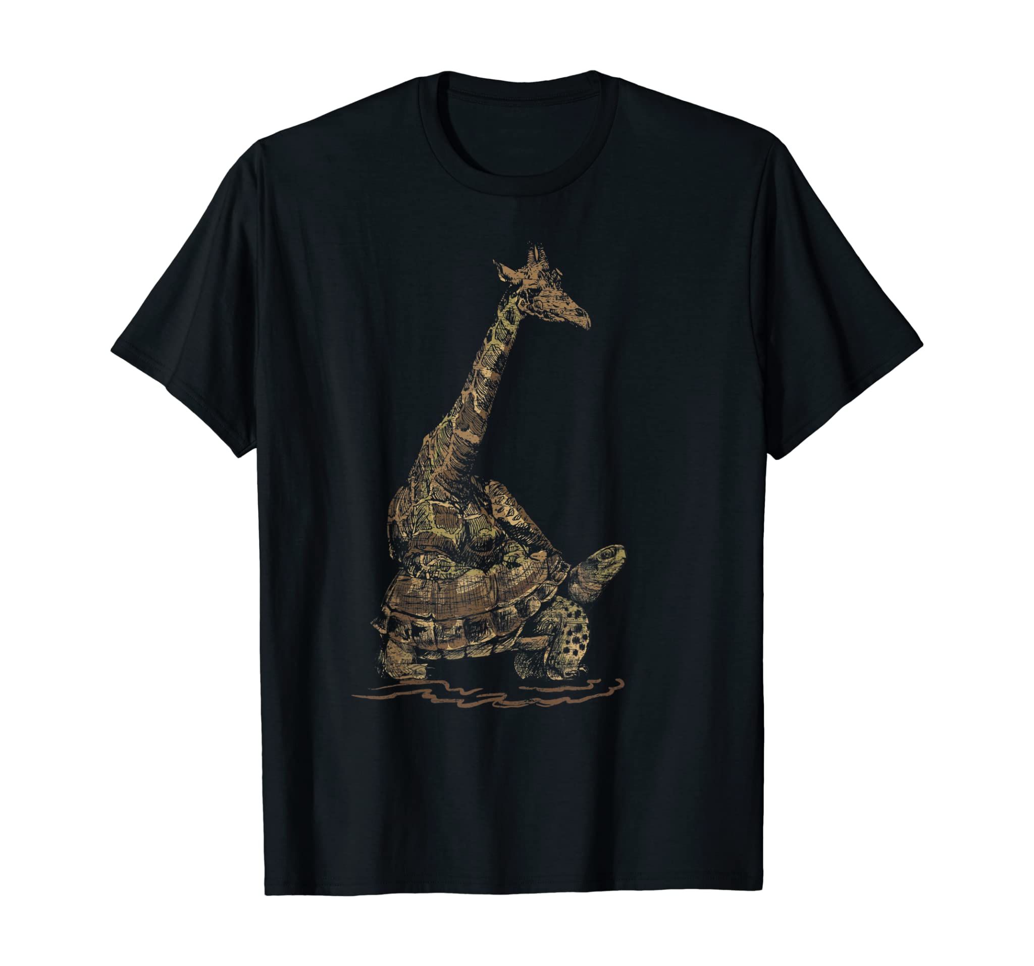 Turtle Riding Tee Zoo Keeper Gift Vintage Giraffe