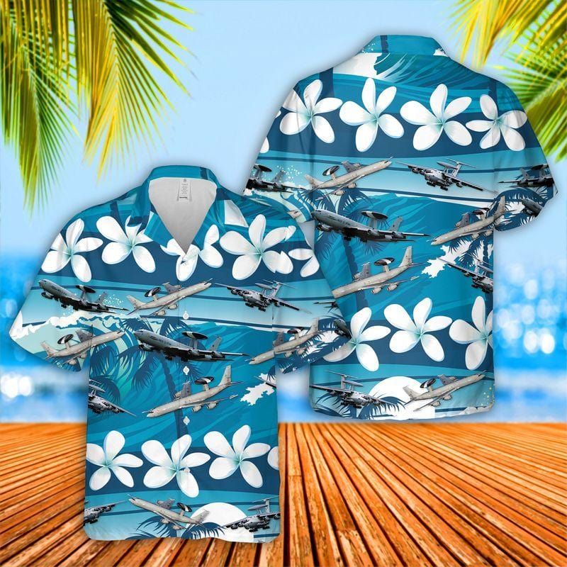 Tropical Flower Boeing E-3 Sentry Aloha Hawaiian Shirts