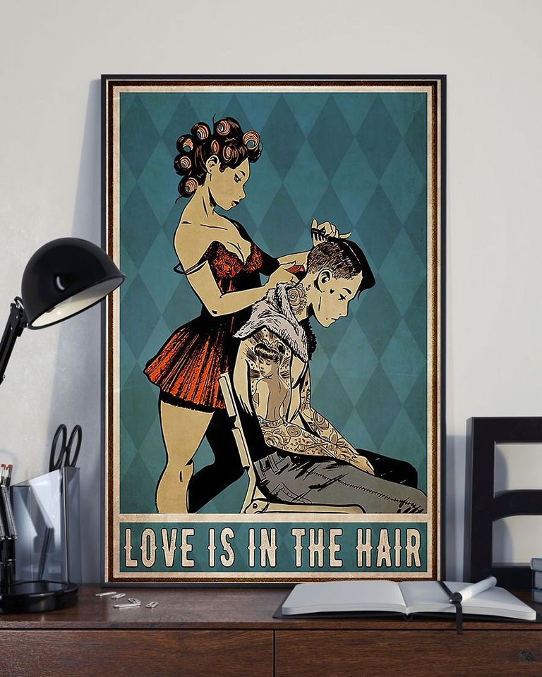 Hairdresser Love Is In The Hair Vertical Poster - ReadingLLC