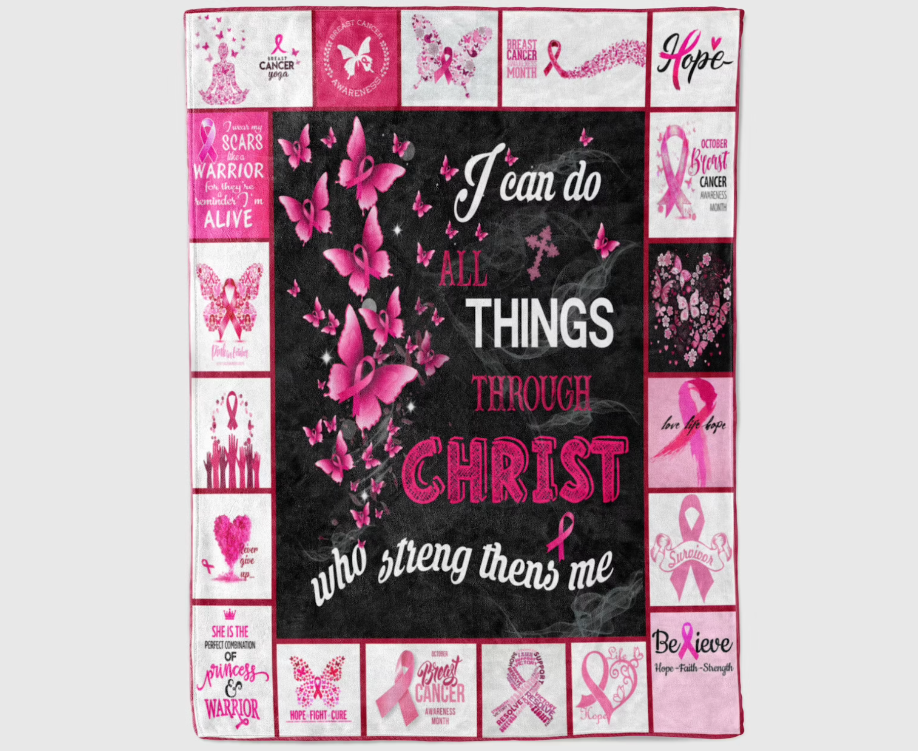 Breast Cancer Blanket, Cancer Awareness, Cancer Blanket Gift For Women, Breast Cancer Warrior, Pink Ribbon Blanket