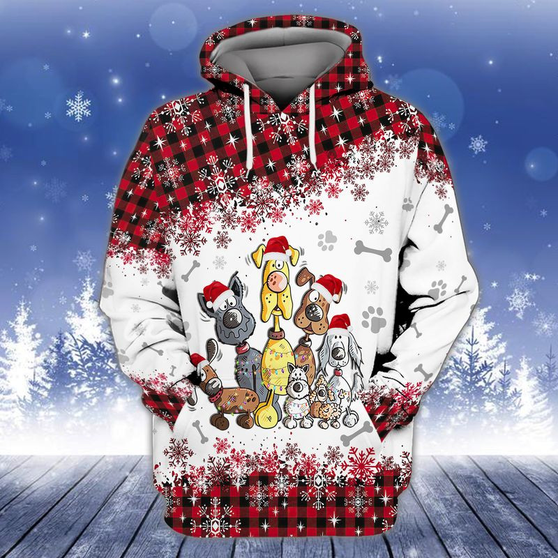 Christmas Dogs Lover Hoodie 3D All Over Print Dog Hoodie Christmas Gift