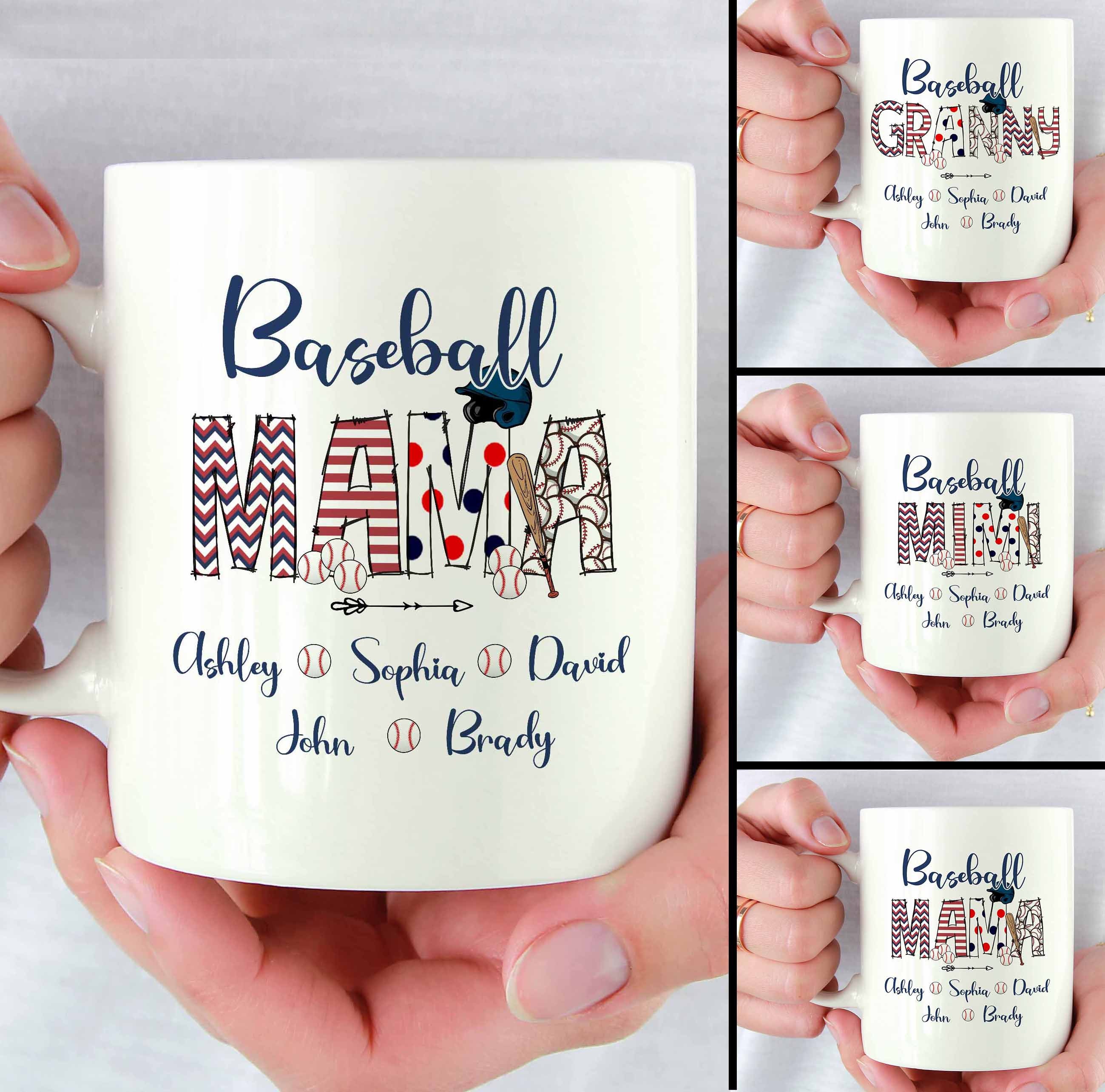 Personalized Baseball Mama Mug, Custom Baseball Lover Nanny Mug, Personalized Gift Ideas For Mom, Grandma, Mother’s Day Gift, Gift From Kid.