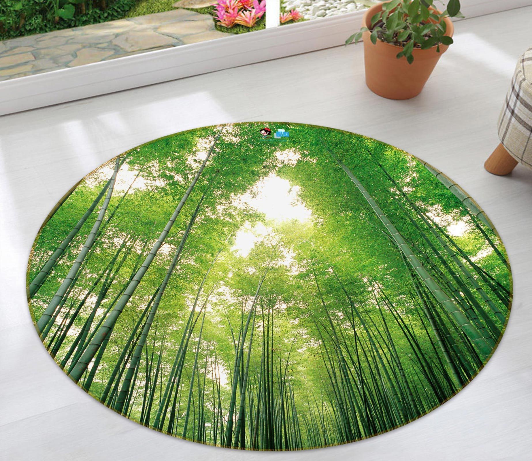 3D Bamboo Forest 73011 Round Rug – Round Carpet Home Decor