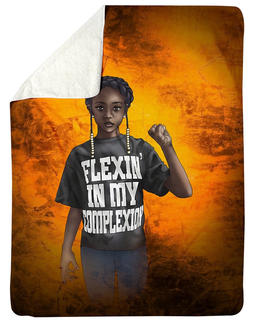 African American Artwork – Flexin In My Complexion Personalized Custom Name Date Sherpa Fleece Blanket Print 3D, Unisex, Kid, Adult