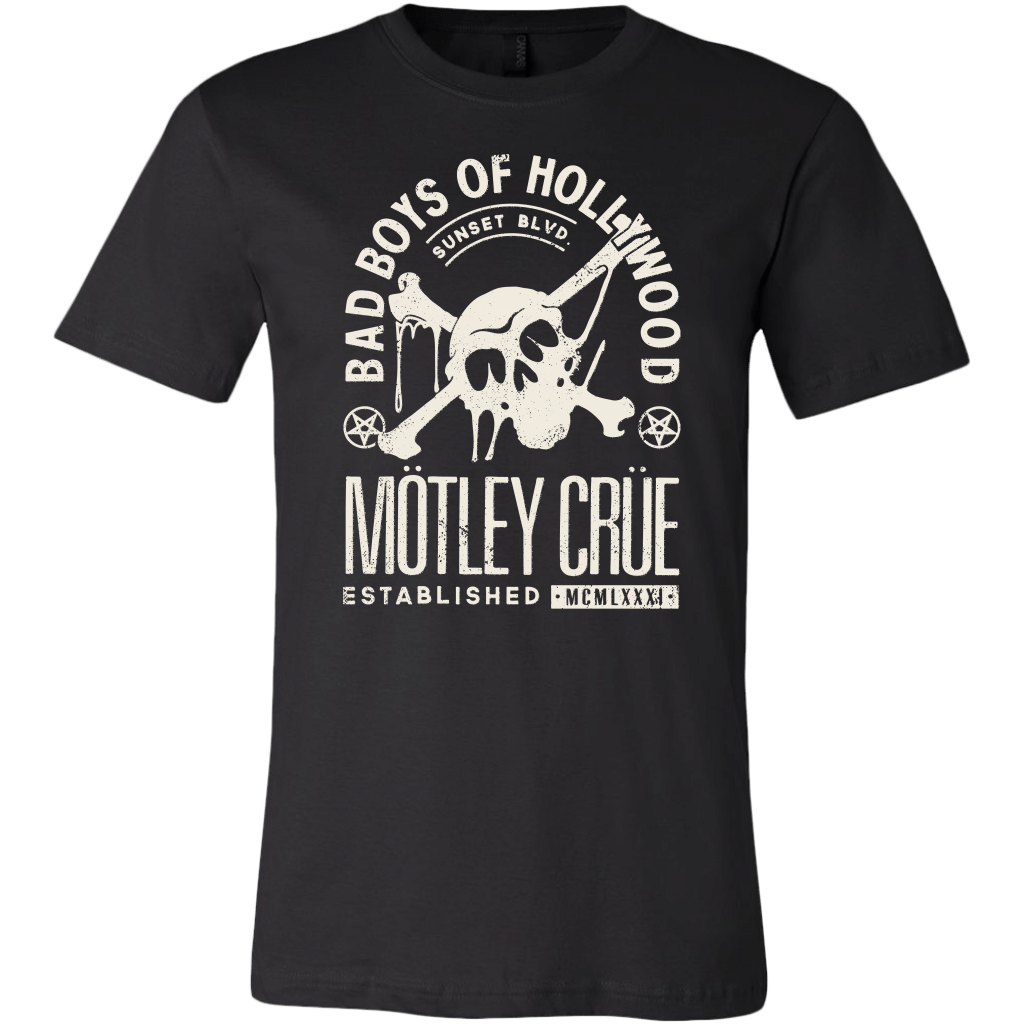 Motley Crue Merch Sunset Skull Black Tee – Rock Band Merch