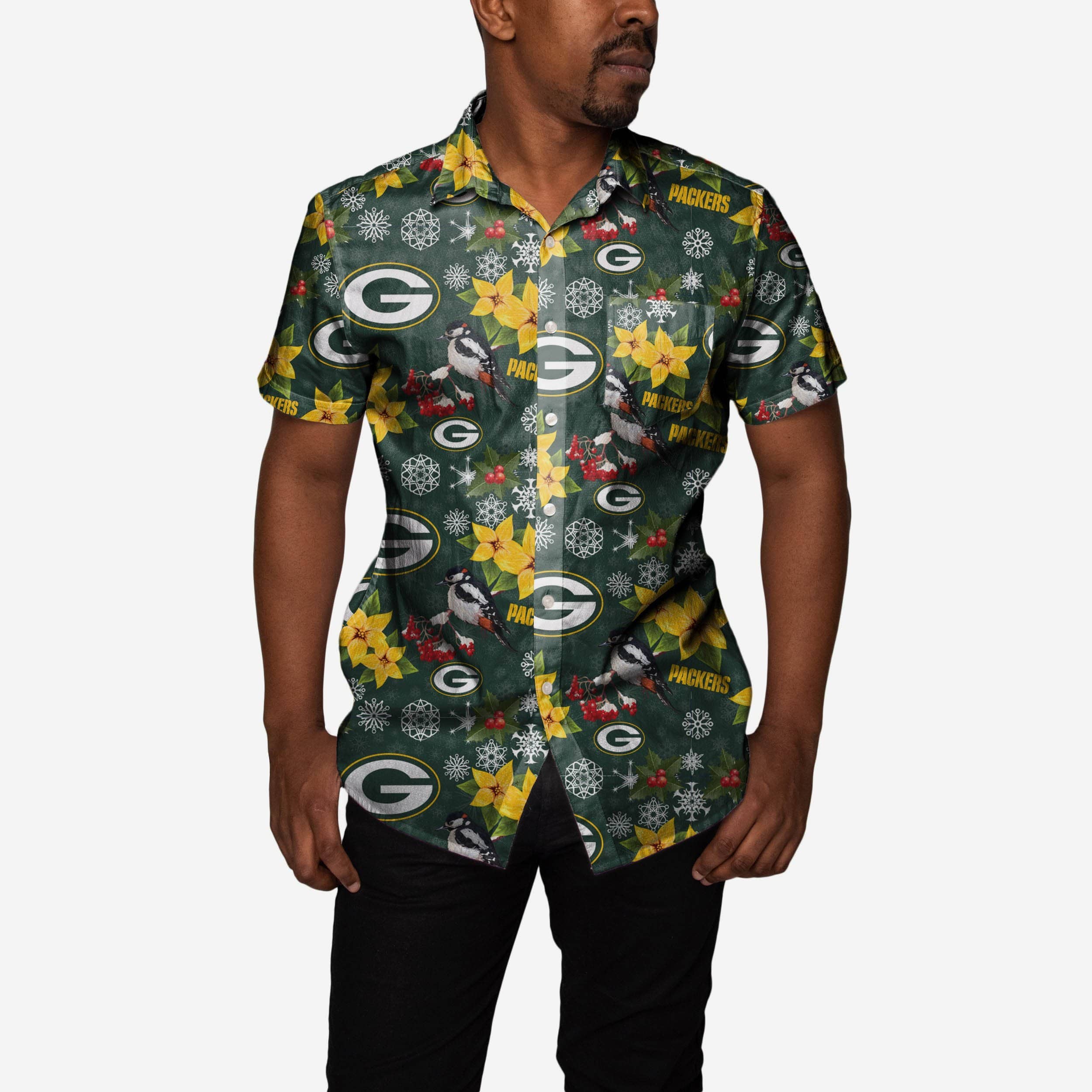 Green Bay Packers Mistletoe Button Up Shirt