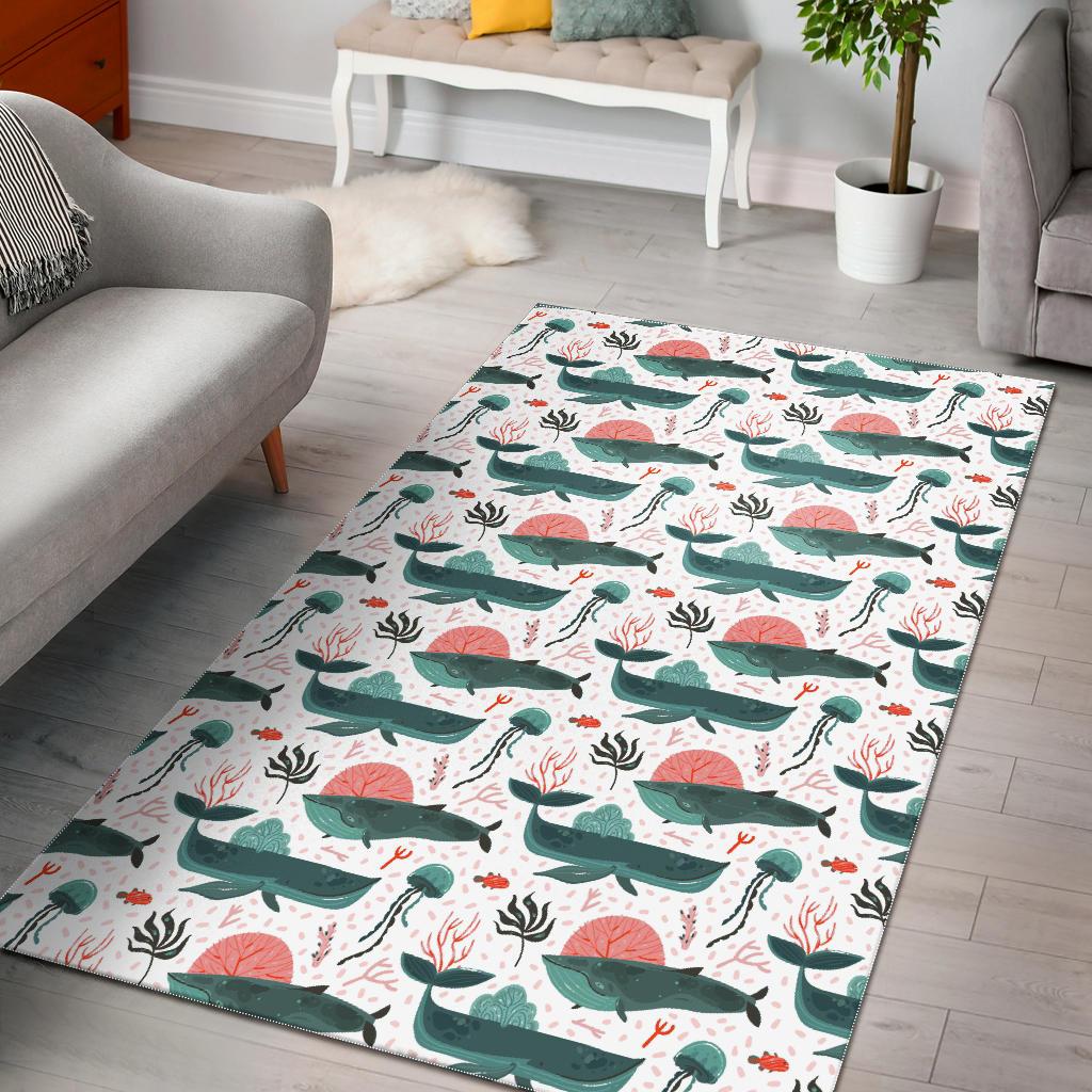 Whale Jelly Fish Pattern  Area Rug