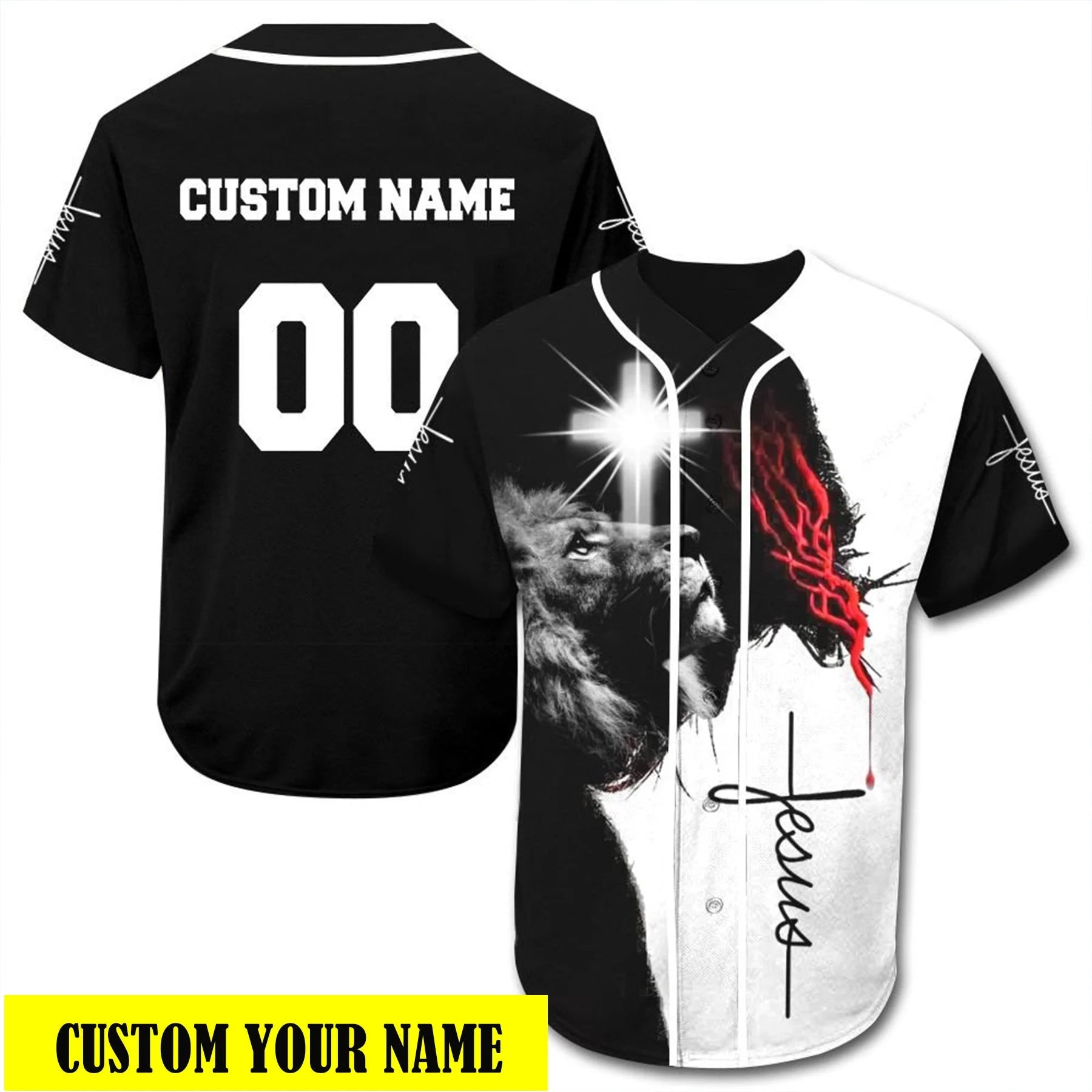 Personalized Cross, Lion Baseball Jersey – Custom Printed 3D Baseball Jersey Shirt For Men And Women