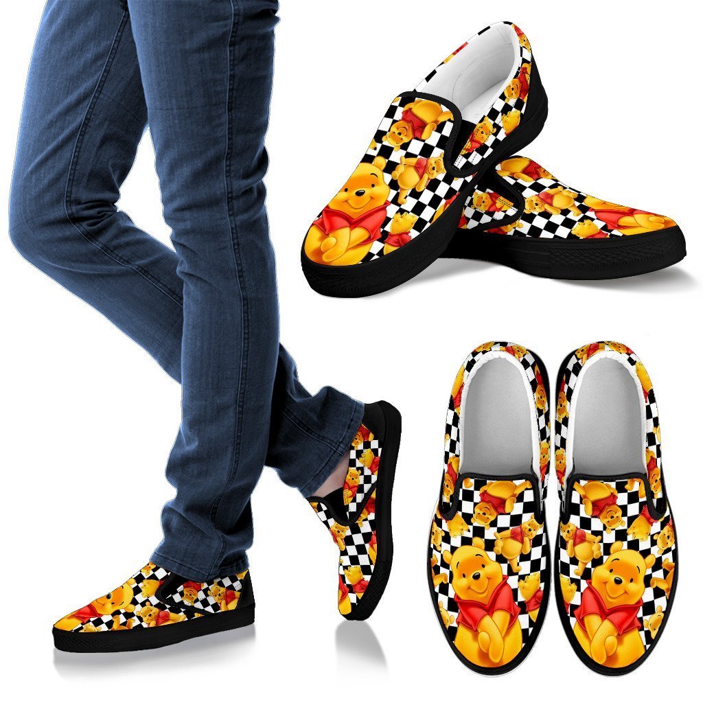 Pooh Checkerboard Slip On Shoes Cute Gift