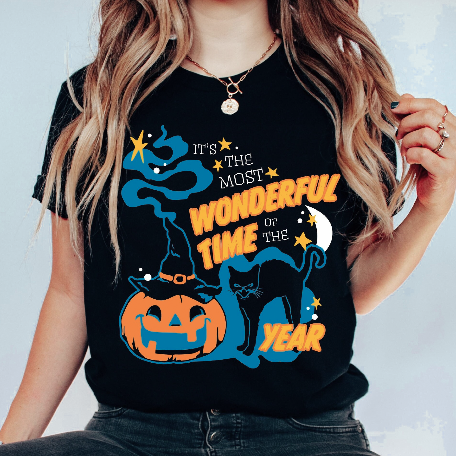 It'S The Most Wonderful Time Of The Year Halloween T-Shirt, 2023 Halloween Shirt, Black Cat Skeleton Halloween Shirt, Halloween Tee Sweatshirt Hoodie - Onlyshirt Fashion