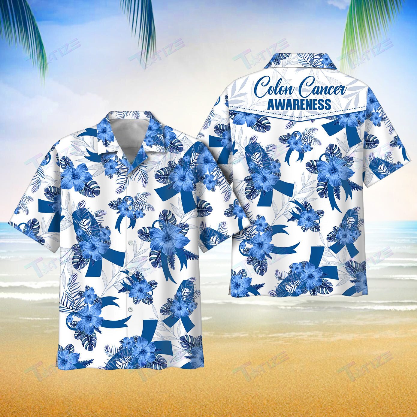 Colon Cancer Awareness Aloha All Over Printed Hawaii Shirt Size S Ha92397